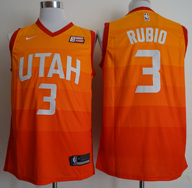 2018 Men NBA Utah Jazz #3 Rubio orange city edition Jerseys->utah jazz->NBA Jersey